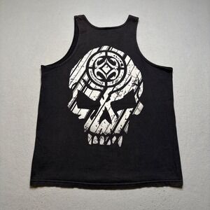 Maui Built Tank Top Mens XL Black Skull Graphic Y2K Distressed Sleeveless Shirt